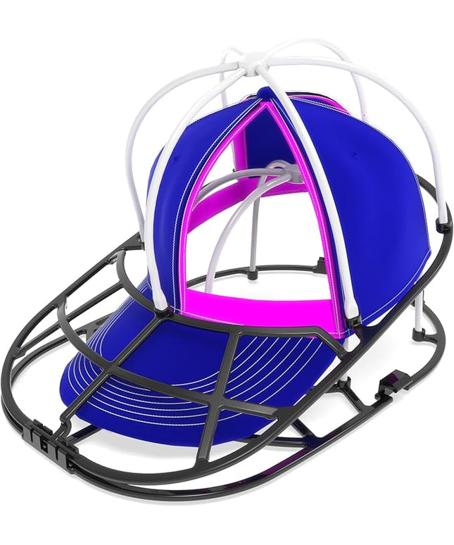 YEENOR Hat Washer Cage for Washing Machine - Baseball Cap Cleaner Rack, Ball Cap Washing, Dishwasher Safe, Perfect for Cleaning and Protecting Hats in Dishwasher (White/Black 1 Pack (Assembly))