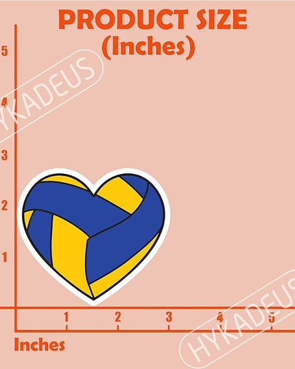 (3Pcs) Volleyball Stickers Volleyball Heart Vinyl Decals for Waterproof Sticker Water Bottle, Tumbler, Laptop, Phone Case, Posters, Scrapbook, Players, Coach, 3" x 2.8"