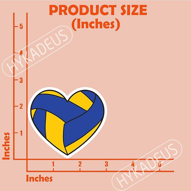 (3Pcs) Volleyball Stickers Volleyball Heart Vinyl Decals for Waterproof Sticker Water Bottle, Tumbler, Laptop, Phone Case, Posters, Scrapbook, Players, Coach, 3" x 2.8"