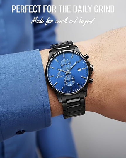 Stylish Stainless Steel Chronograph Watches for Men with a Hefty, Solid-Build Feel — Waterproof Quartz Mens Watches with Auto Date & Second Subdials, Valentines Day Gifts for Him, Boyfriend, Husband, Dad