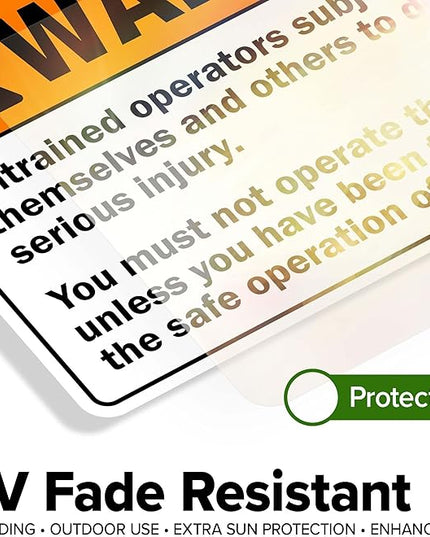 Warning Untrained Operators Subject Themselves And Others To Death Sign, 10x7 Inches, 4 Mil Vinyl Decal Stickers Weather Resistant, Made in USA by My Sign Center