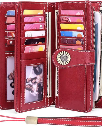 SENDEFN Wallets for Women Leather Credit Card Holder with RFID Blocking Large Capacity Wristlet | with RFID Blocking, Large Capacity, Wristlet, with RFID Blocking, Large Capacity, Wristlet
