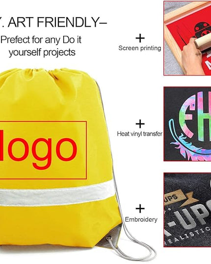 BeeGreen Drawstring Backpack Bags 20,30,50 Packs Reflective String Bags for Gym Sport Trip Cinch Sack DIY for Women Men