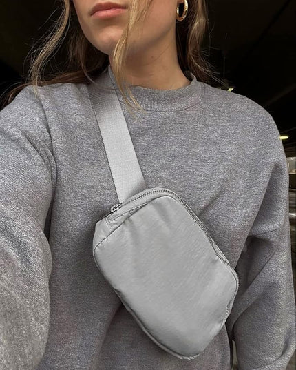 YOSHUYUKI Fanny Pack Crossbody Bag Trendy Waterproof Small Sling Cross Body Purse for Women Men Fashion Waist Packs Mini Belt Pouch Chest Bum Hip Bag Lulu Dupes for Travel Vacation Running Ash