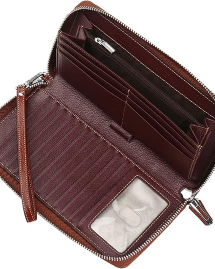 Lavemi Small Compact Women Wallet RFID Blocking Genuine Leather Bifold Purse with ID Windows