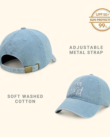 CHOK.LIDS Be Kind Trendy Womens Baseball Cap Unisex Fashion Cotton Polo Style Fun Inspirational Saying Seasonal Headwear