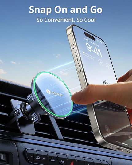 VICSEED for MagSafe Car Mount [Upgraded Strongest Magnet Power] Magnetic Phone Holder for Car Vent 360 Adjustable Magnetic Car Phone Holder Mount for iPhone 16 Pro Max 15 14 13 12 Plus Mini