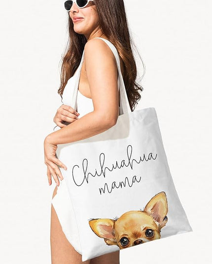 Dog Mama Canvas Tote Bag for Women, Dogs Lover Gift for Dog Mom, Birthday Christmas Cute Rottweiler Gifts For Women.
