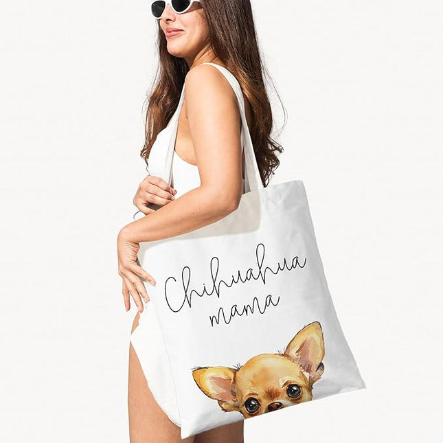 Dog Mama Canvas Tote Bag for Women, Dogs Lover Gift for Dog Mom, Birthday Christmas Cute Rottweiler Gifts For Women.