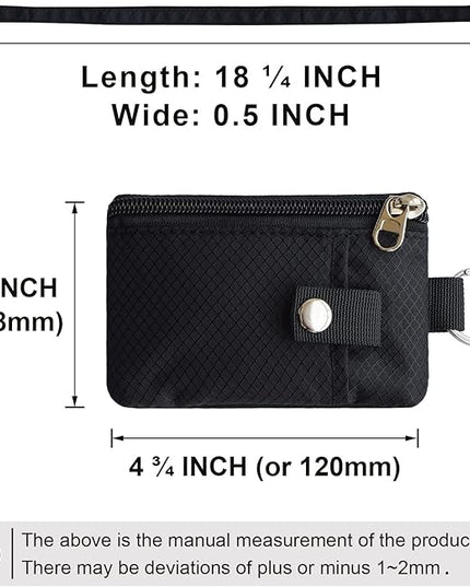 Minimalist RFID Blocking Small Wallet with ID Window,WaterResistant Zip Id Case Wallet with Lanyard Keychain for Cards,Cash,Travel,Women,Men