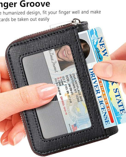 FurArt Zipper Wallet Women, RFID Blocking Credit Card Wallet, Business Card Holder, Compact Size KeyChain Wallet