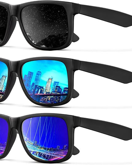 KALIYADI Sunglasses Men Polarized Sun glasses for Mens Womens Classic Matte Black Frame UV Protection 3pack