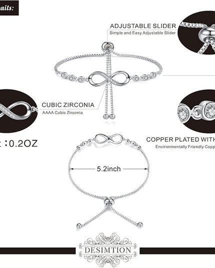 Desimtion Gifts for Women Mom, Infinity Love Bracelets for Women, Valentines Day Birthday Jewelry Gifts for Her Girls Girlfriend Mom Wife from Daughter Son
