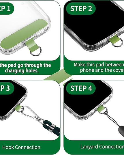 CACOE Phone Lanyard 2 Pack-1× Adjustable Neck Strap,1× Wrist Strap,2× Pads,Universal Crossbody Cell Phone Lanyards,Multifuctional Phone Lanyards Compatible with Most Smartphones(Dark Green)