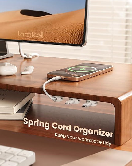 Lamicall Cord Organizer, Spring Cable Management Clips - 6Pack Compact Desk Cable Holder Clips, Nightstand Phone Charging Cord Holder, Halloween Adhesive Wire Organizer, Office Accessory, White