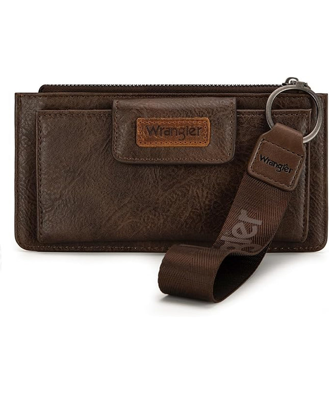 Montana West X Wrangler Minimalist Wallet Women Card Cases & Money Organizers Wristlet with Wallet Large Clutch with Coin Purse Smooth Zipper and Rfid Lining