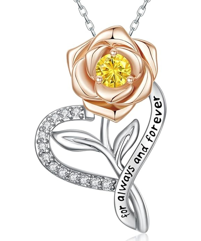 LAVALE Heart Birthstone Necklace for Women, Ideal Anniversary Birthday Gifts for Women Wife Girlfriend Her, Amazing Valentine's day Gift for Mom Women