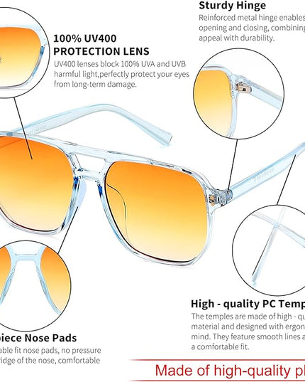 FEISEDY Retro Square Aviator Sunglasses Women Men 70s Vintage Trendy Plastic Frame Sun Glasses B2835