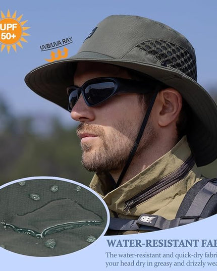 Sireck Fishing Hat, UPF50+ Wide Brim Sun Hat for Men Women, UV Protection Hiking Beach Bucket Hats Summer Safari Hat