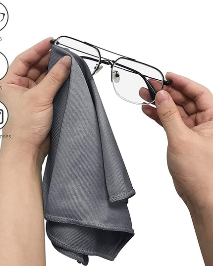 6 Pack Microfiber Glass Cleaning Cloth, 16 Inch X 16 Inch, Lint Free Quickly Clean Window, Glasses, Windshields, Mirrors, and Stainless Steel, Grey