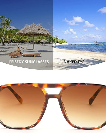 FEISEDY Retro Square Aviator Sunglasses Women Men 70s Vintage Trendy Plastic Frame Sun Glasses B2835