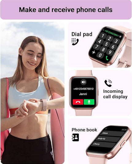 Tensky Smart Watch for Women Android & iPhone, Alexa Built-in, 1.8" Touch Screen Fitness Tracker with Answer/Make Calls, 3ATM Waterproof Heart Rate/Sleep/SpO2 Monitor, Pedometer, 100+ Sport Modes