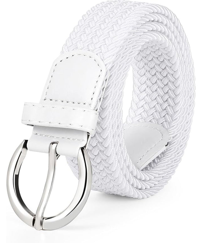 JASGOOD Women Men Braided Woven Elastic Stretch Belt Golf Canvas Casual Belt for Jeans Pants