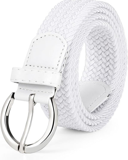 JASGOOD Women Men Braided Woven Elastic Stretch Belt Golf Canvas Casual Belt for Jeans Pants