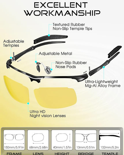 ATTCL Polarized Sunglasses Men Sports: UV Protection Anti Glare Wrap Around Lightweight Metal Driving Fishing Golf Running