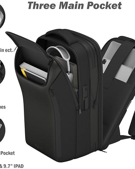 Expandable Travel Backpack, Business Laptop Backpack,TSA-Flight Approved Backpack with USB Charging Port fit 17.3 Inch Laptop for Men Women