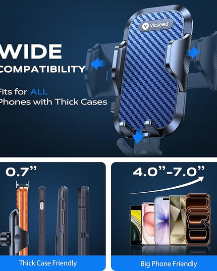 VICSEED [True Strongest Suction] [Rally Racing-Grade Stability] Phone Holders for Your Car 2025 Upgraded Car Phone Holder Mount Truck Stand Cradle for iPhone Samsung All Phones, Dark Blue