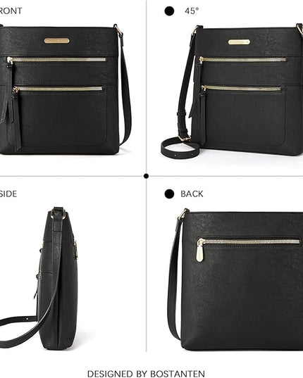 BOSTANTEN Crossbody Purses for Women Medium Shoulder Bag Quilted Handbags with Zipper Pocket