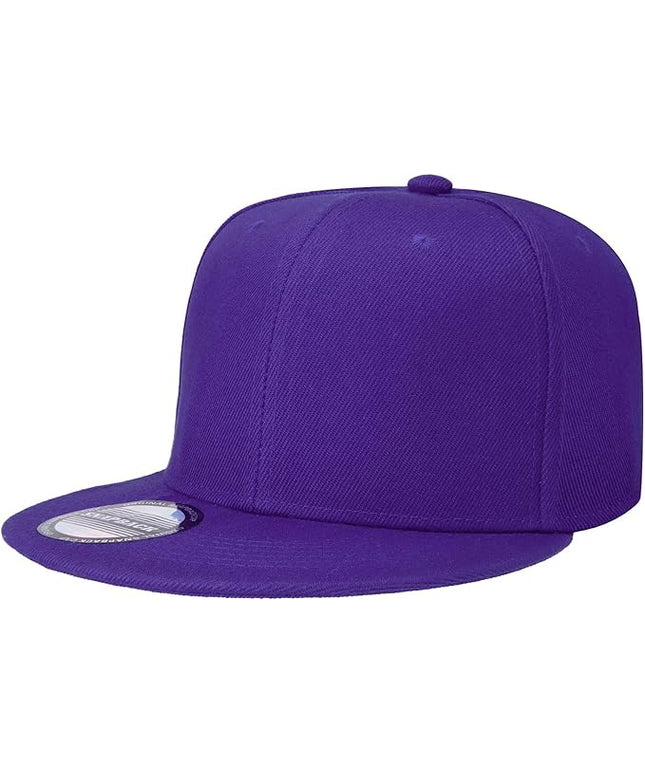 Classic Snapback Hat Cap Hip Hop Style Flat Bill Blank Solid Color Adjustable Size