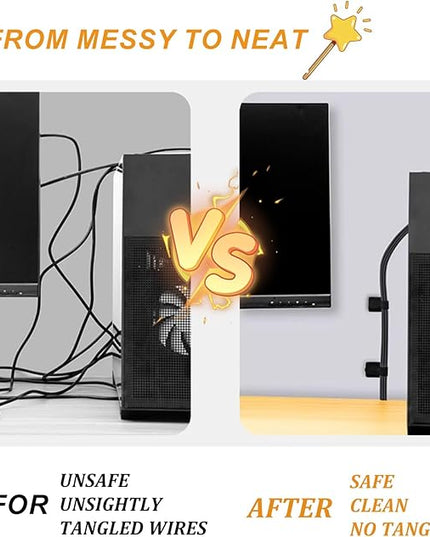 36PCS Cable Organizer Hook and Loop Cable Ties, Self Adhesive Hook and Loop Cable Straps Sticky-back Cable Management Cord Organizer Cable Clip for Household & Office Essentials (White*36)