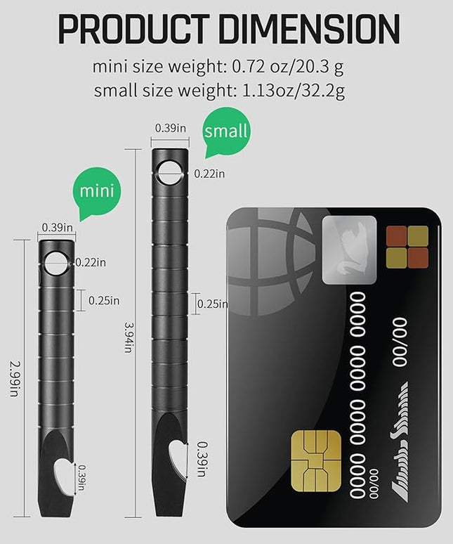 TISUR Titanium EDC Pry Bar, Keychain Prybar Multitool With Bottle Opener, 6 in 1 Portable Pocket Mini Crowbar Tool (Black)