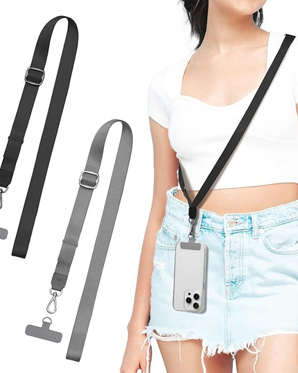 EKAX-Adjustable Anti-Theft Phone Lanyard Crossbody and Neck Strap with 2 Tether Tabs, Hands-Free Strap for Wallet, Keys,