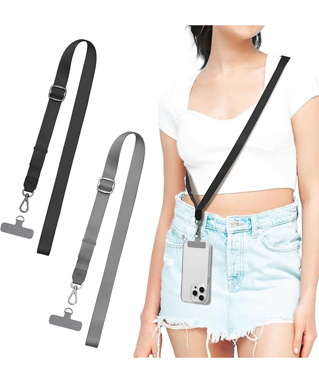 EKAX-Adjustable Anti-Theft Phone Lanyard Crossbody and Neck Strap with 2 Tether Tabs, Hands-Free Strap for Wallet, Keys,