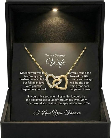 Evername To My Wife, Beautiful Necklace with an Emotional Message Card in a Luxury LED Jewelry Box. Great Birthday, Anniversary, Valentines Day Gift