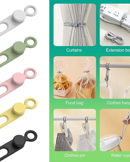 slaixiu 30 Pcs Silicone Cable Ties, Reusable Rubber Twist Ties & Cord Organizers, Flexible Gear Ties for Electrical Cords & Charger Management, 5 Colors