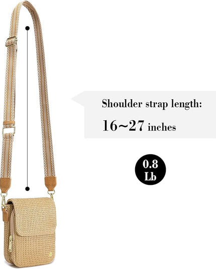 Haytijoe Straw Crossbody Bags for Women Small Summer Purse Woven RFID Cross Body Phone Wallet for Beach Hawaiian Travel Gifts
