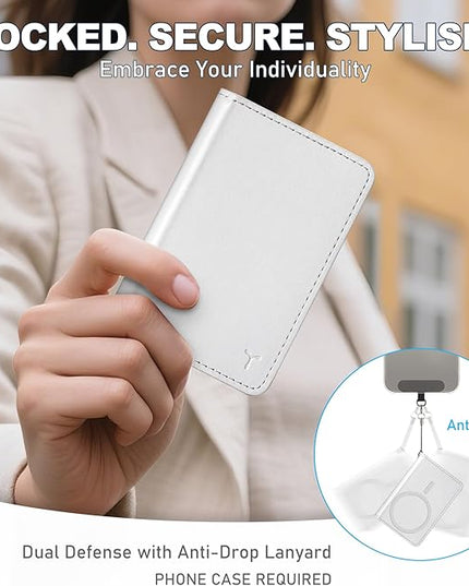 TUCCH for Magsafe Wallet with 6 Card Holders, RFID Blocking [Clear ID Window] PU Leather Men Women Folio Magnetic Phone Wallet for iPhone 17/16/15/14/13/12/Plus/Air/Pro/Pro Max Series, White
