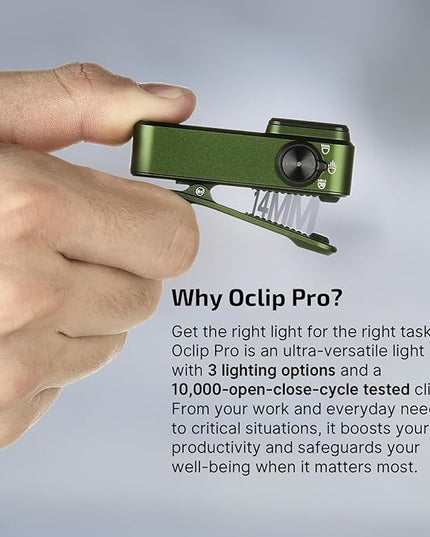 OLIGHT Oclip Pro EDC Flashlight Clip-on Light, Rechargeable 500 Lumens with Three Lighting Solutions Type-C Charging, Magnetic Flash Lights for Signaling, Cycling, Outdoor or Indoor Use(OD Green)