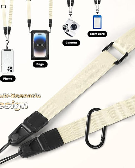 Adjustable Crossbody Phone Lanyard, Universal Phone Wrist Strap and Phone Neck Strap with Tether Tab, Phone Lanyard with Quick Release, Suitable for iPhone and Most Smartphones, Off White