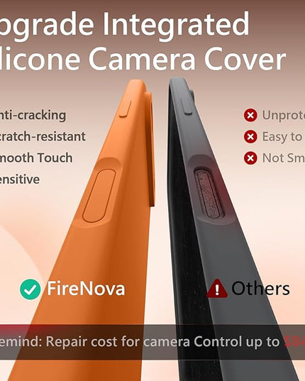 FireNova Magnetic for iPhone Air Case, Compatible with MagSafe, [Integrated Silicone Camera Control Button] [Camera Protection] Microfiber Lining Phone Case for iPhone 17 Air, 6.5", Orange