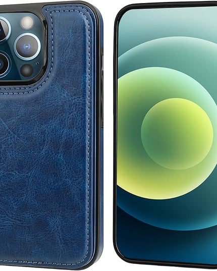 ONETOP Compatible with iPhone 13 Pro Max Wallet Case with Card Holder,PU Leather Kickstand Card Slots Case, Double Magnetic Clasp and Durable Shockproof Cover 6.7 Inch(Blue)