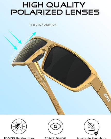ATTCL Polarized Sunglasses Men for Fishing: UV Protection Lightweight TR90 Sports Wrap Sun Glasses Driving Golf Running