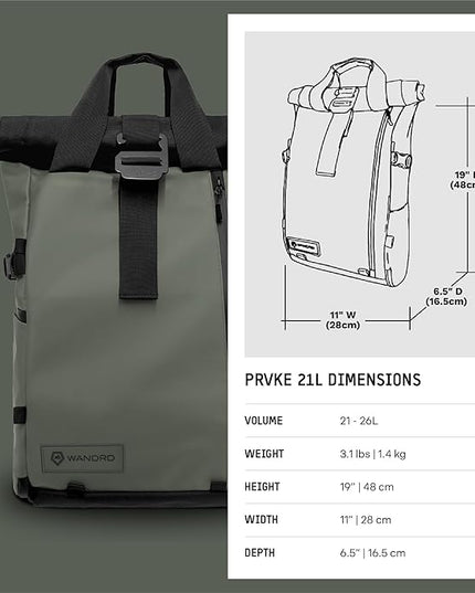 WANDRD PRVKE 21L, V3 Backpack: Weather-Resistant Travel & Camera Backpack with Laptop Sleeve, Quick Side Access, Clamshell Opening – Ideal Photography & Travel Bag