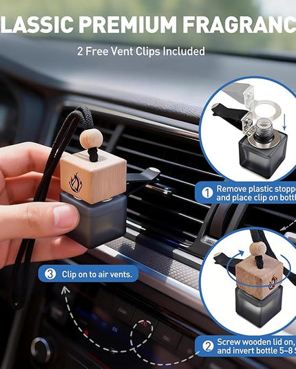 Car Air Freshener Hanging 2 Pack, Cool Ice Fragrance Essential Oil Diffuser for Cars, Long Lasting Car Scent Air Fresheners Car Accessories for Men