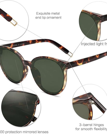 SOJOS Fashion Round Sunglasses for Women Men Oversized Vintage Shades SJ2057