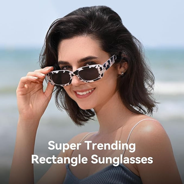 Dollger Rectangle Sunglasses for Women Men Trendy Retro Fashion Sunglasses UV 400 Protection Square Fram